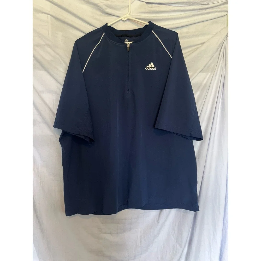 Adidas Men's Navy Blue Short Sleeve Quarter Zip Golf Pullover  XL(UK)